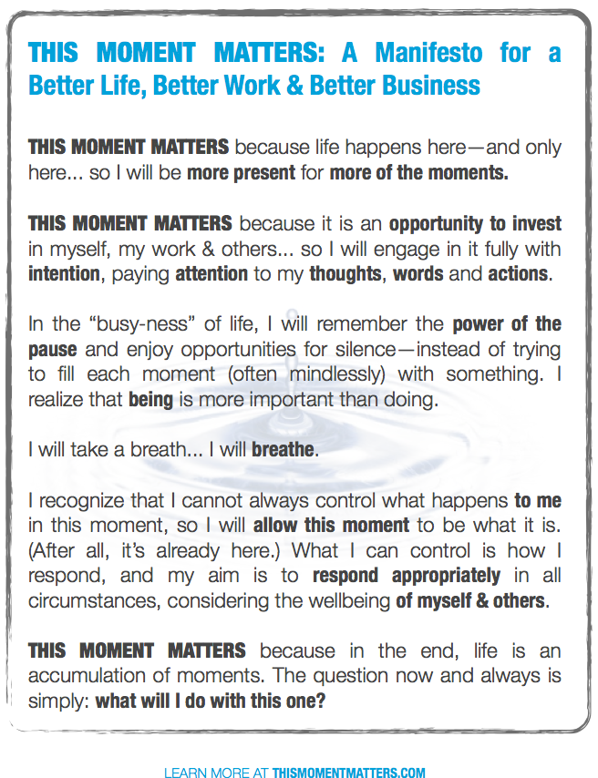 This Moment Matters Manifesto